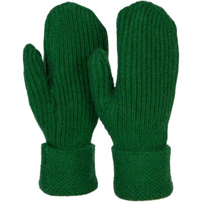 Fäustlinge STYLEBREAKER "Strick Fäustlinge mit gemustertem Bund", Damen, grün (dunkelgrün), Obermaterial: 100% Polyacryl PAN., Modisch, Handschuhe Fäustlinge