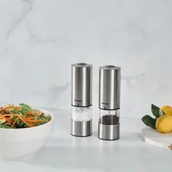 Homend Grindgo 6003 2-teiliges Wiederaufladbares Gewürzmühlen-Set, Inox