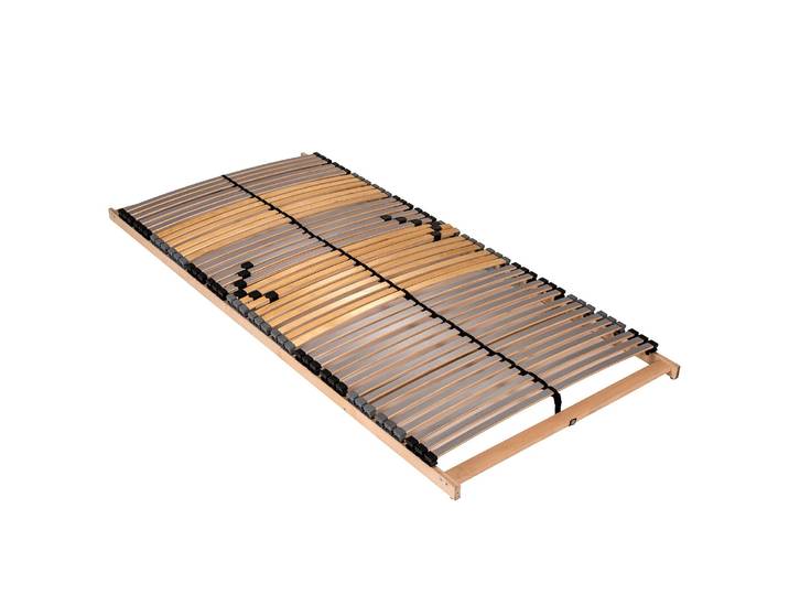 Federholzrahmen Premium 42 Fix 90 x 200cm Außenholme: Buche, massiv Federleisten: Birkenschichtholz Grau/Beige