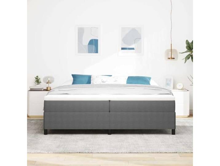 KTHLBRH Boxspringbett hellgrau 200 x 200 cm Stoff Cords Lattenrost inklusive, massives Kiefernholz, stabile Struktur, einfache Montage
