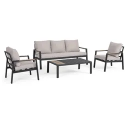 Garten-Set Elna 4er Gruppe aus Aluminium, modern gepolstert, anthrazit, inkl. Kissen