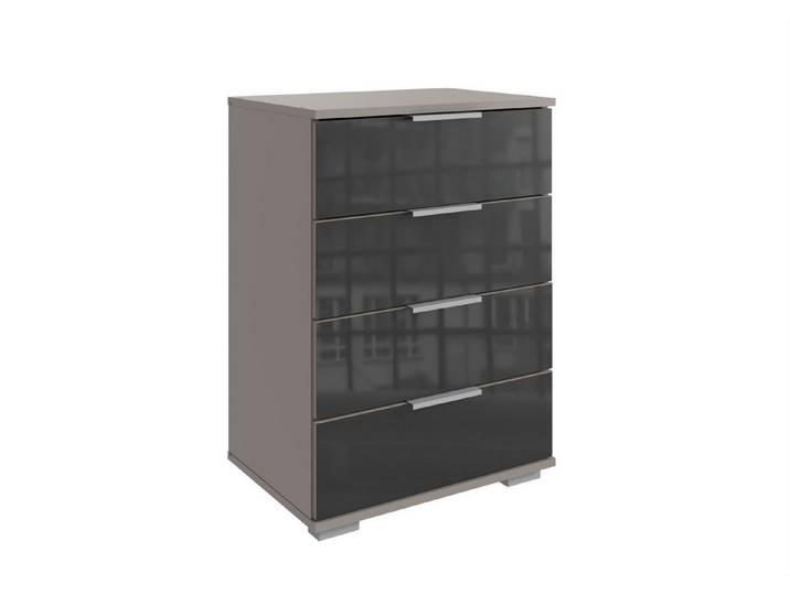 Wimex Hochkommode 4 Schübe, SAHARAGRAU + GLAS GREY - 52x74x38cm (BxHxT)