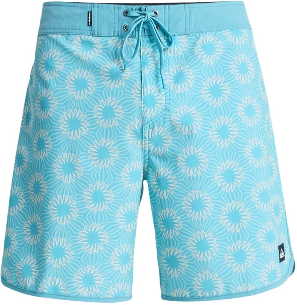 Boardshorts QUIKSILVER "Surfsilk Scallop 18", Herren, Gr. 36(XL), Normalgrössen, blau (aqua ocean mayhem), Obermaterial: 88% Polyester, 12% Elasthan., Hosen Boardshorts aqua ocean mayhem 36(XL), Normalgrössen