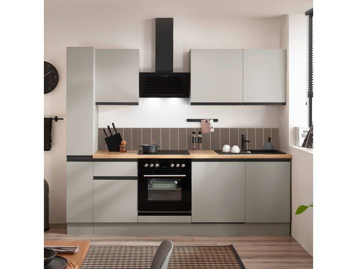 Cuisine équipée 250cm Gris/Gris soie Sans électroménager