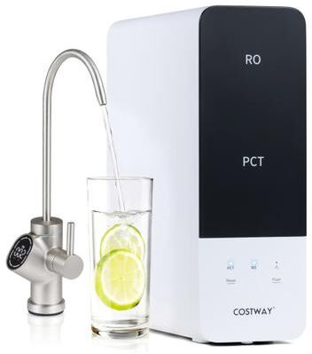 Costway AW-RB05 Alkaline PH+ Reverse Osmosis Water Filter 800 GPD Tankless Under-Sink RO System-Black