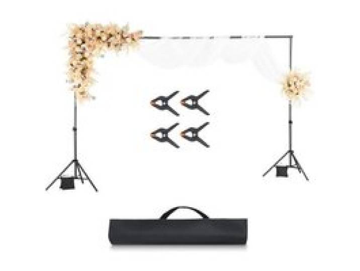 VEVOR Hintergrundständer verstellbares Fotohintergrundständer (Hintergrundtuch: 198 x 300 cm), tragbarer Hintergrundständer mit 5 Stangen, Bildschirmständer für Produktfotografie Studiofotografie