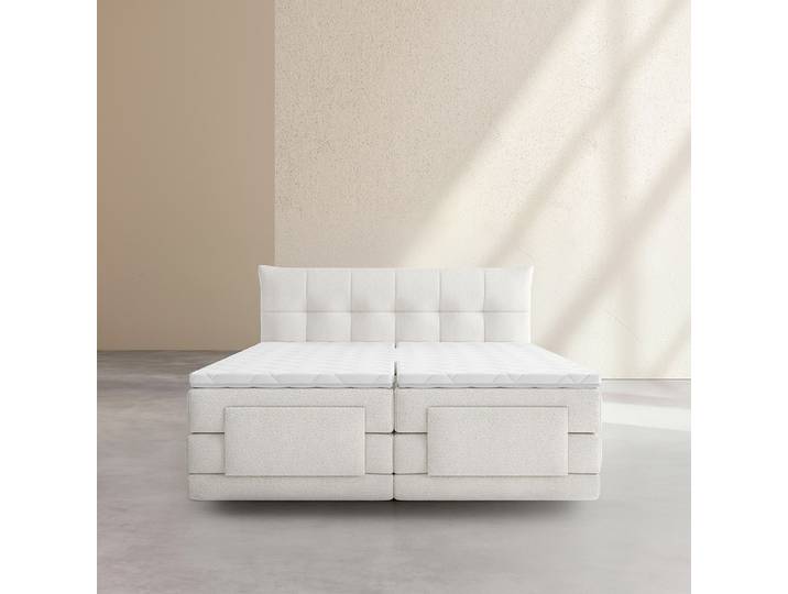 HABITAT - Lit électrique 180 x 200 cm en tissu - Crème - Aimie