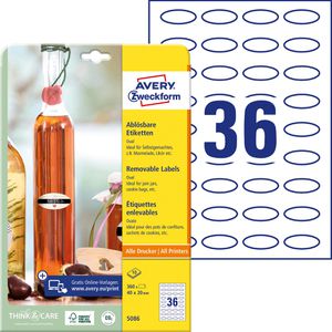 Zweckform Universaletiketten 5086, weiß, 40 x 20mm, 10 Blatt, 360 Stück