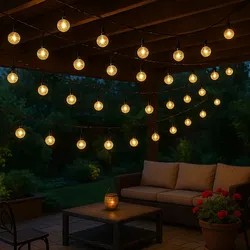 Solarlampe Lichterketten schwarz Außenleuchte LED Dekolicht Terrassenlampe, Kugeln wetterfest Akku 6-8m, 40x LED Kugeln 2700K warmweiß, DxL 1,8x280 cm