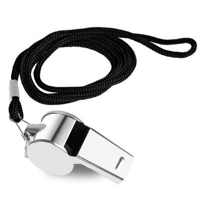 Extra Loud Metal Sports Whistle With Lanyard For Coaching Training And Safety black