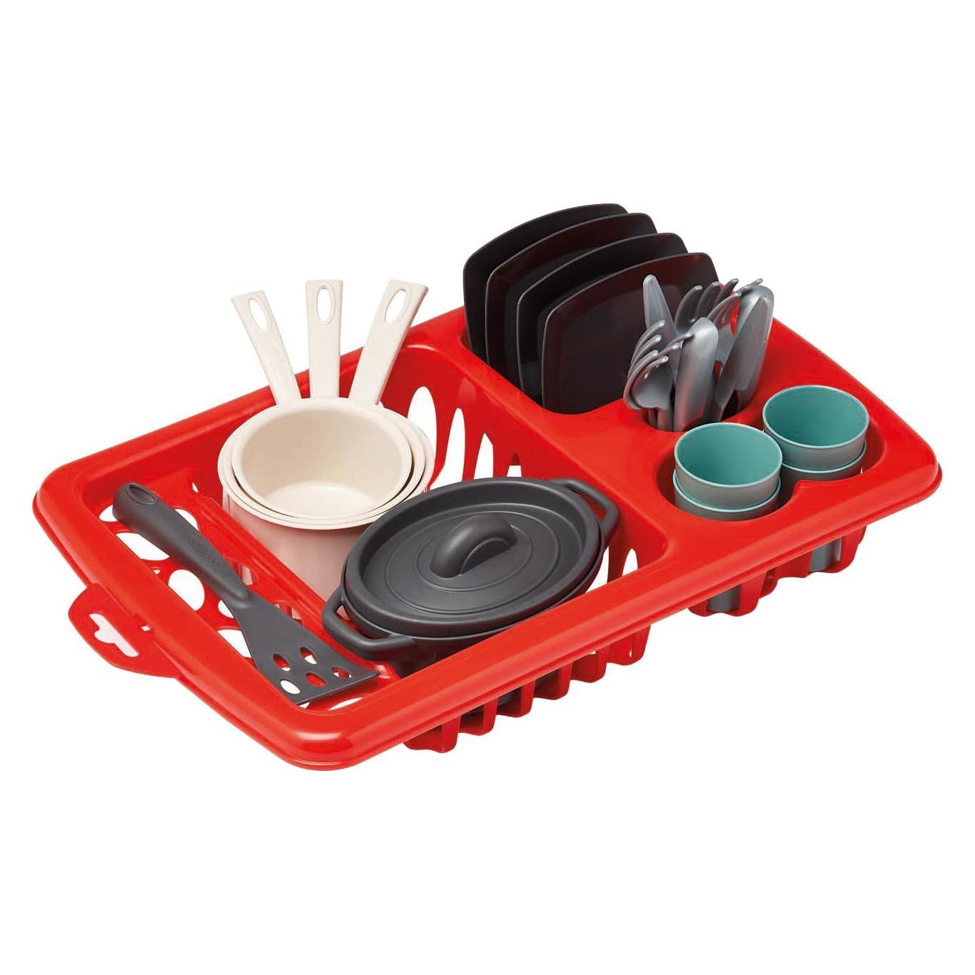 Ecoiffier 100% Chef Geschirrspül-Trockengestell mit Ess-Set, 23-teilig. (10956)