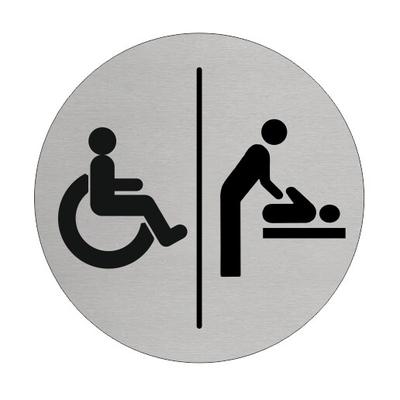 CombiCraft Aluminium Türschild 'Invalid Wickeltisch' - Ø75mm mit 3M-Klebeband
