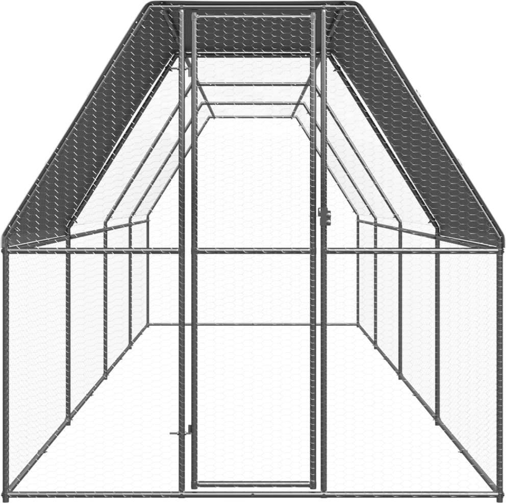 vidaXL Outdoor-Hühnerkäfig 2x8x2 m Verzinkter Stahl