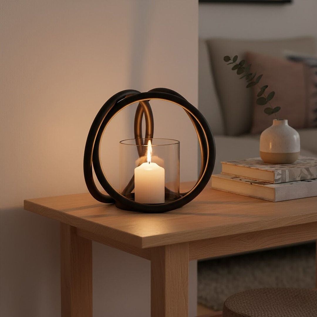 Metro Metal Tabletop Tealight Holder Black 22cm H X 21cm W X 22cm D