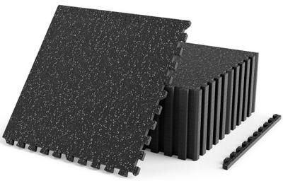 Costway 0.55 inch Thick Rubber Top Exercise Mat 70 Sq Ft with Boarders-Gray