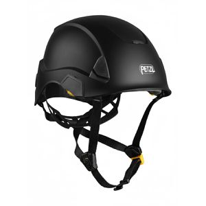 Petzl Schutzhelm Strato, EN 397, EN 12492, EN 50365, mit 6-Punkt-System & Kinnriemen, Größe 53-63, schwarz