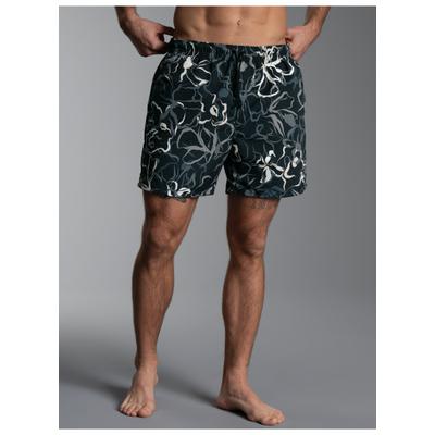 Shorts TRIGEMA "TRIGEMA Bade-/Freizeitshorts mit Druckmotiv", Herren, Gr. M, Normalgrößen, grau (schwarz), Web, 50% Baumwolle, 50% Polyamid, Hosen Shorts