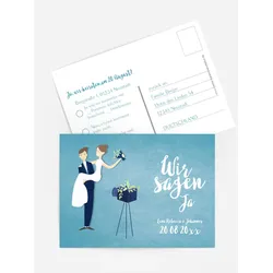 Antwortkarten für Ihre Feier selbst gestalten mit Spruch und Fotos im Onlinedesigner bei Meine-Kartenmanufaktur.de