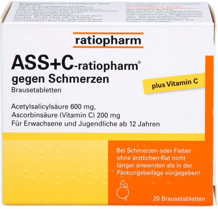 ratiopharm GmbH ASS + C-ratiopharm gegen Schmerzen Brausetabletten 20 St.