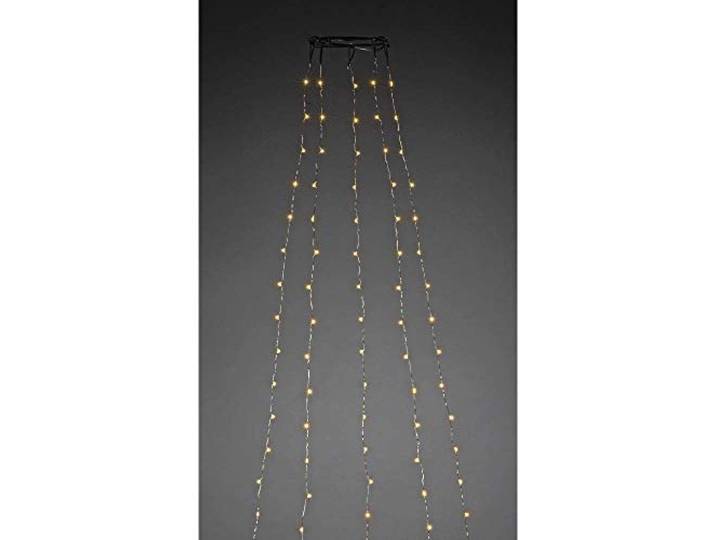 Konstsmide LED Baummantel mit Ring Ø 11, LED Tropfen, 5 Stränge à 36 Dioden, vormontiert, 180 bernsteinfarbene Dioden, 14V Innentrafo, silberfarbenes Kabel - 6377-890