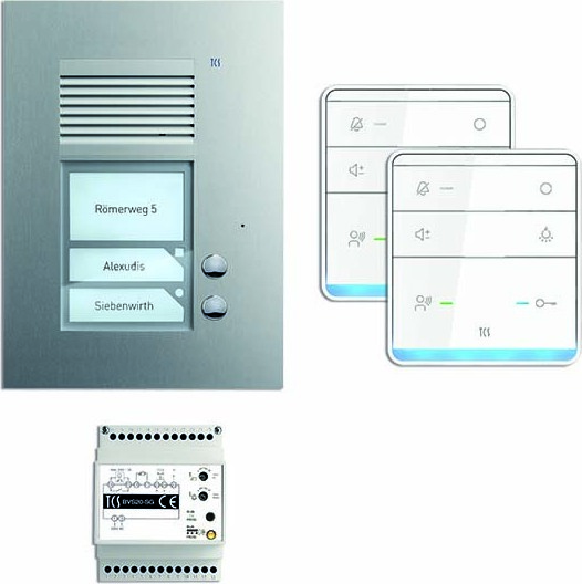 TCS PSU2320-0000 TASTA:pack Audio Unterputz für 2 Wohneinheiten, mit Außenstation PUK 2 Klingeltasten + Freisprecher ISW5010 + Steuergerät BVS20