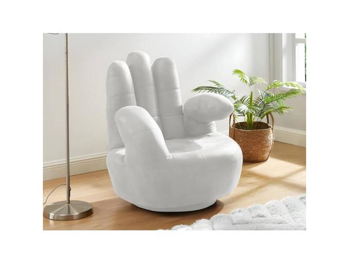 Fauteuil pivotant main CATCHY en simili - Blanc - VENTE-UNIQUE - 1 place - Contemporain - Design