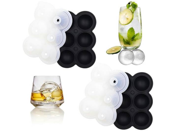 Eiswürfelform 2er-Set Silikon 4.5 cm rund BPA-frei, Mehrfarbig, Kunststoff, 15x7.5x18 cm, Barzubehör & Weinzubehör, Barzubehör