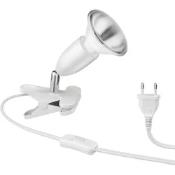 ledscom.de E27 Klemmleuchte LIK, weiß inkl. E27 PAR30 LED Reflektor-Lampe 994lm warmweiß