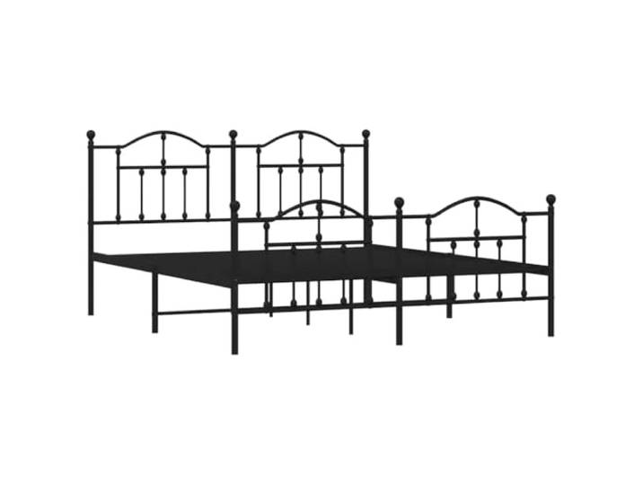 KTHLBRH Bettgestell aus Metall, schwarz, 183 x 213 cm Lackierter Stahl, Latten enthalten, Stauraum, Kopfstütze Rücken