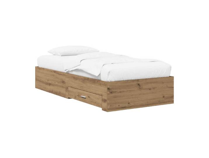 vidaXL Bett Bettrahmen mit Schubladen Kunsthandwerk Eiche Holzwerkstoff (1-tlg)
