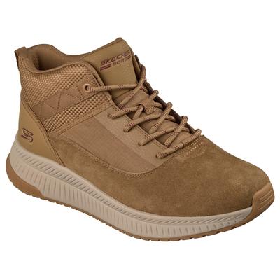 Schnürboots SKECHERS "BOBS SQUAD 4", Herren, Gr. 43, Textil, braun, Textil, Veloursleder, Schuhe Schnürboots, High-Top Sneaker, Boots mit Memory Foam