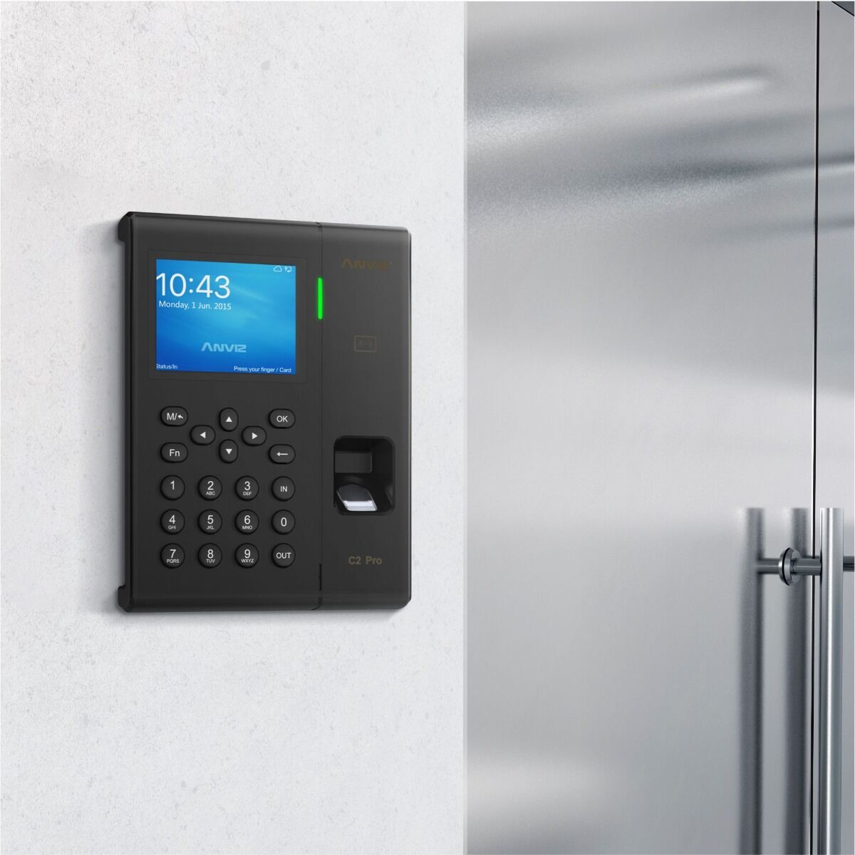 Anviz C2pro-Poe Lettore Biometrico Autonomo Rilevazione Presenze, Biometrico, Card Rfid E Pin, Linux, Display Tft 3,5", Tcp/ip Poe, Wifi, Nero