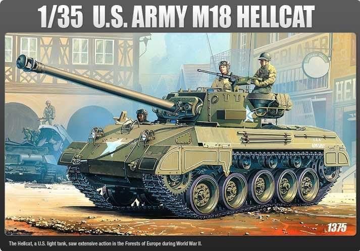Academy Modelbouwpakket Amerikaanse M-18 Hellcat tank 1:35 schaal