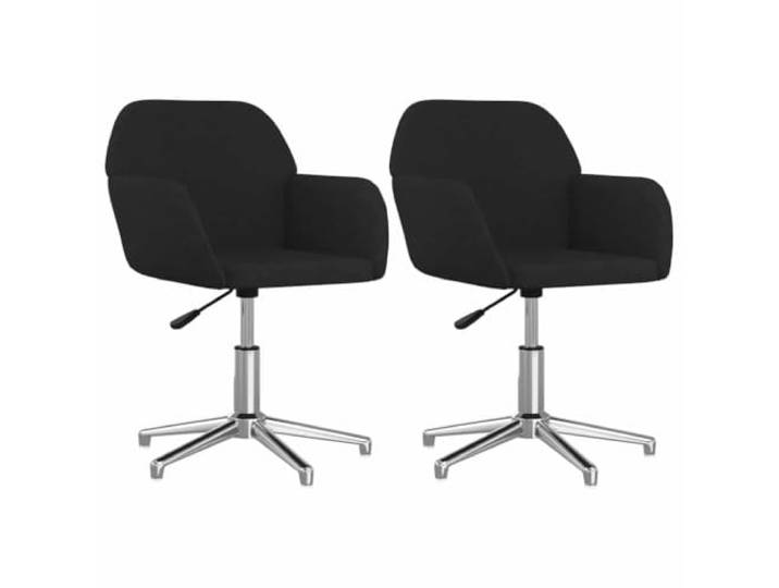 KGHERMDF Drehbare Esszimmerstühle 2er Set Stoff Schwarz 360 Grad Drehbar, Armlehnen Gepolstert, Metallrahmen, Belastbar Bis 110 Kg