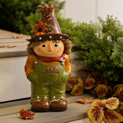 Evergreen 16 in. Indoor/Outdoor Lighted Scarecrow Shorty Statue