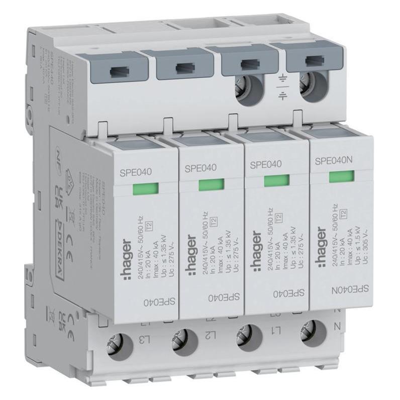 Hager Überspannungsableiter 4P T2 TNS/TT Uc (SPE440)
