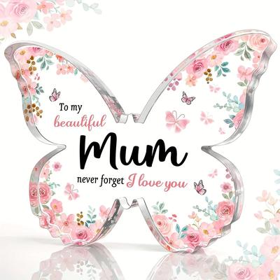 Uplift Essentials Beautiful Butterfly Shaped Acrylic Plaque For Mum Beautiful Butterfly Shaped Acrylic Plaque For Mum