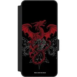 Nivocase Klapphülle für Xiaomi Redmi Note 14 5G Handyhülle aus Kunst Leder NIVOflip schwarz Drache Gothic (Xiaomi Redmi Note 14 5G), Smartphone Hülle, Schwarz