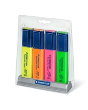 STAEDTLER Textsurfer classic 364 4 Stücke Grün Orange Pink Gelb Meißel 1 mm 5 Textmarker (364 SC4)