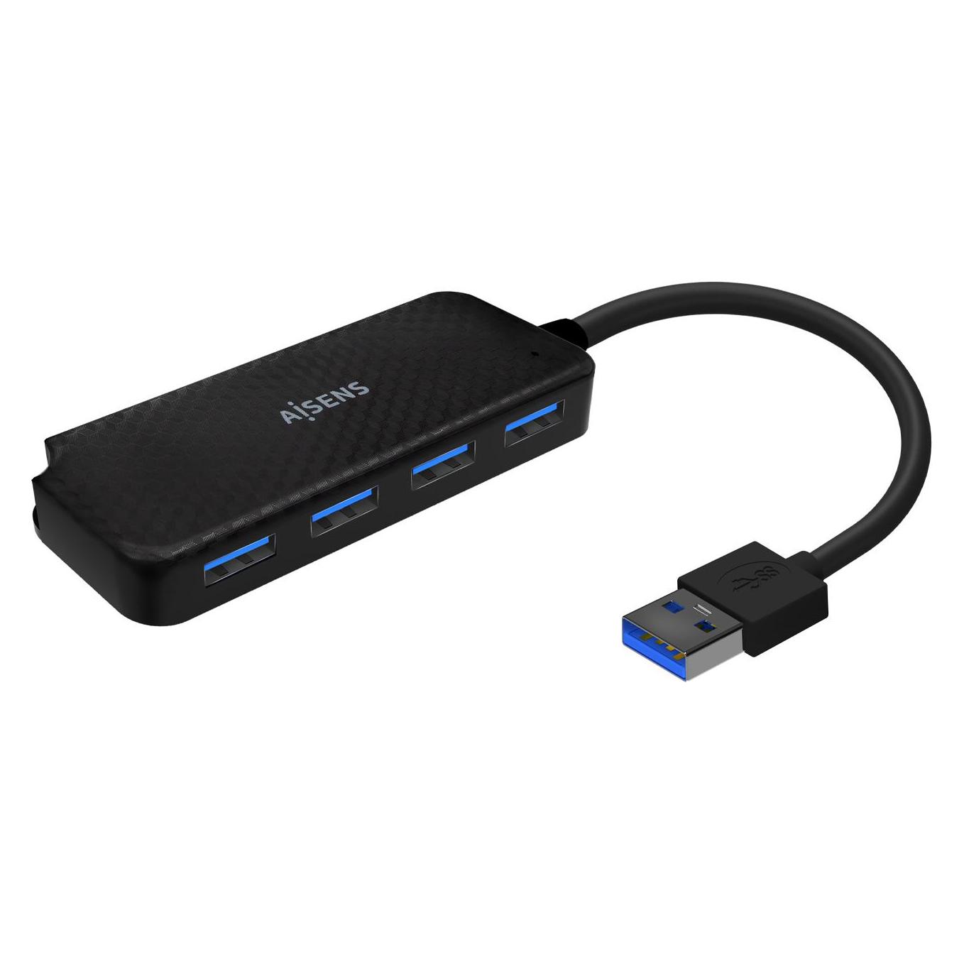 Aisens HUB USB(A) 3.0 A 4XUSB(A) 3.0 15CM NEGRO (USB-A, 4 Ports) (A106-0713)