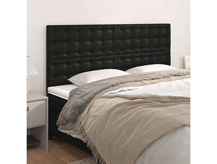 KTHLBRH Kopfteil 4 Stück, schwarz, Kunstleder, klassisch, elegantes Design, verstellbare Rückenlehne, langlebiges Material, leicht zu reinigen, mit Beinen aus Massivholz