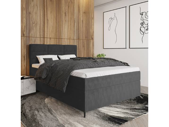 Boxspringbett 140 x 200cm Webstoff Aleida Grau