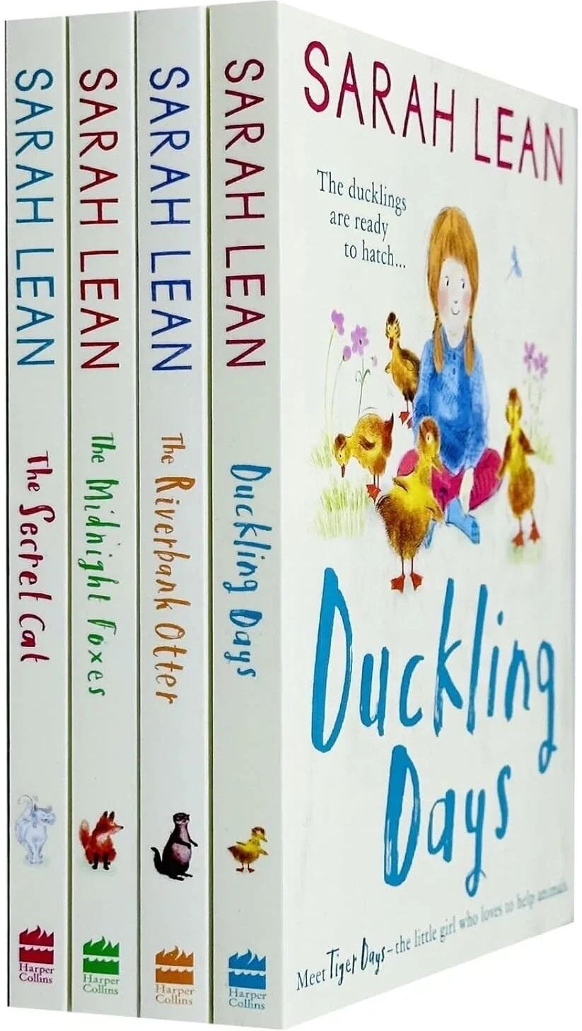 HarperCollins Children's Books Tiger Days Series 1-4 Books Collection Set by Sarah Lean - The Secret Cat, The Midnight Foxes, The Riverbank Otter, Duckling Days - Paperback - Ages