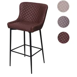 Barhocker HWC-H79, Barstuhl Tresenhocker, Vintage Metall Fußablage ~ Stoff/Textil braun