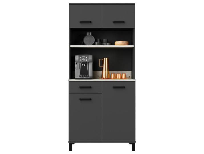 Anrichte Linda B: 80 cm Anthrazit/Hellgrau 4-türig