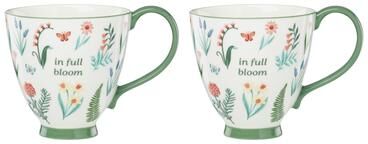 Oneida First Blooms Green Mugs, Set of 2