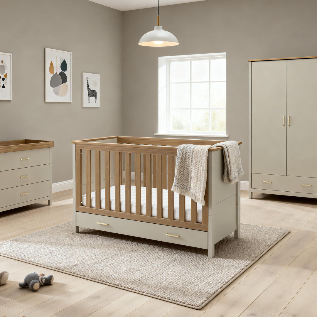 Babymore Mira 3 Piece Nursery Room Set - Cashmere Warm Oak Cashmere Warm Oak 70 x 140 cm
