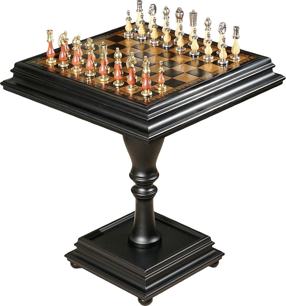 EXKLUSIVER ITALFAMA SCHACHTISCH - Lindenholz, Ökoleder - Staunton Figuren - Höhe 66cm