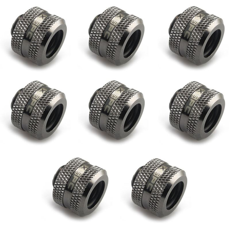 XSPC Anschluss G1/4" auf 14mm Hardtube, schwarz chrome - 8 Stück