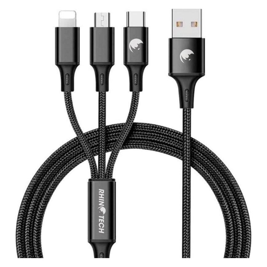Rhinotech nabíjecí a datový kabel 3v1 USB-A (MicroUSB + Lightning + USB-C) 1,2m černá (1.20 m) (RTACC321)